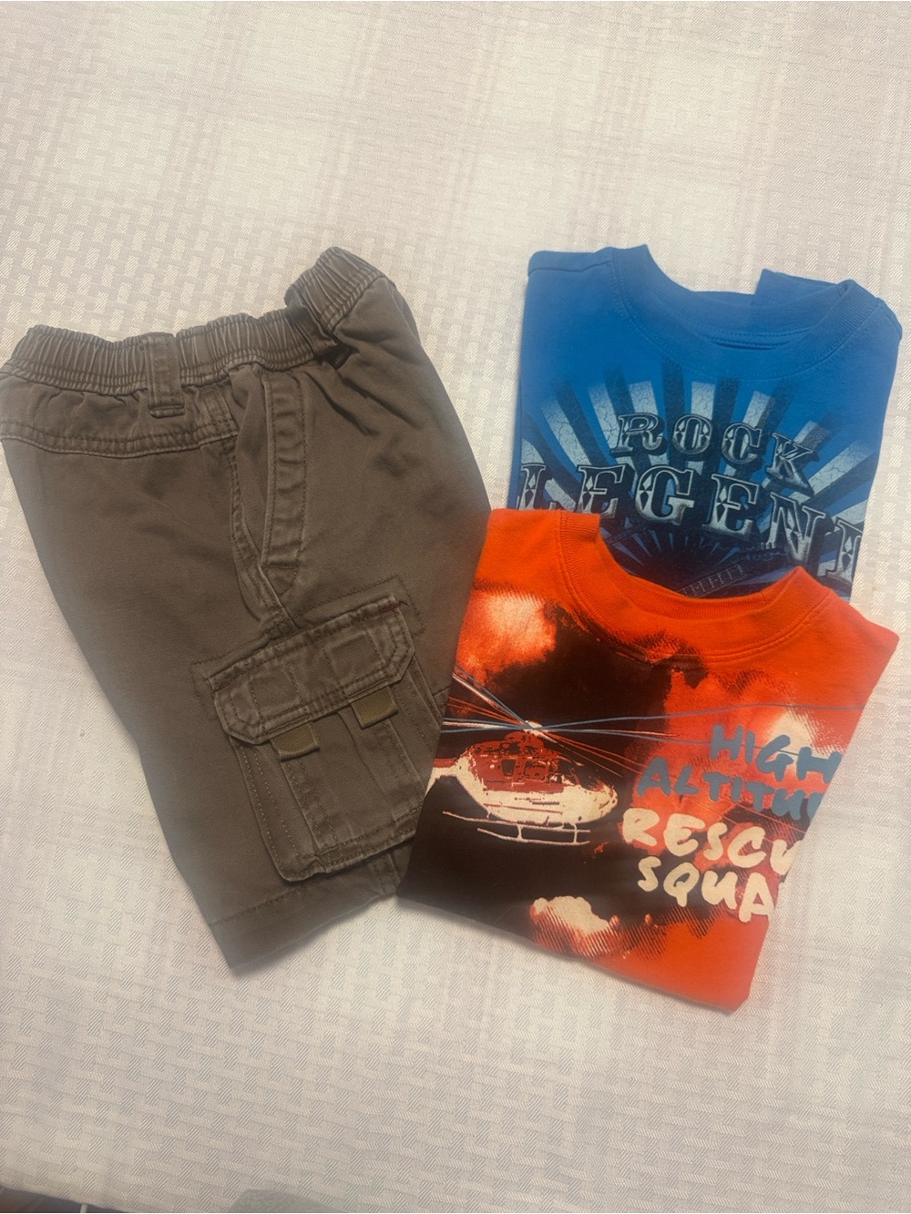 Place Boys Short Sleeve T-shirts & Cargo Short Set - Blue, Orange, Gray